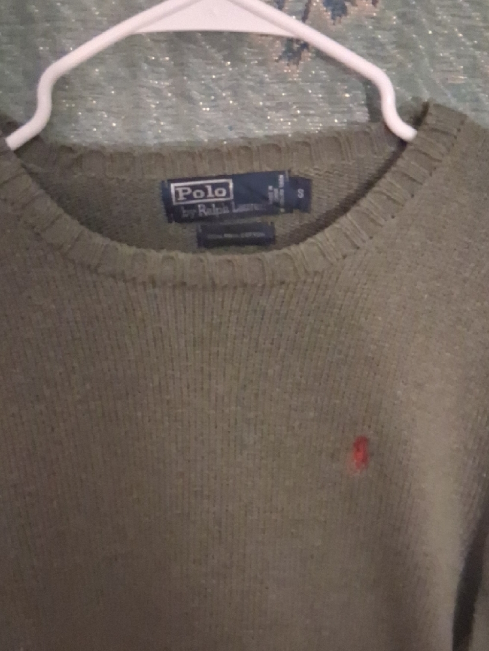 Polo by Ralph Lauren Olive Crewneck Sweater with Red Pony - Picture 3 of 6